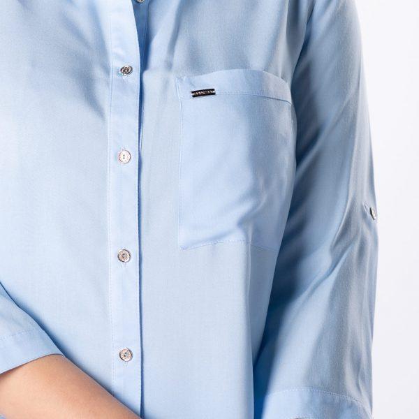 Klasyczna koszula z rozcięciami na bokach kolor niebieski