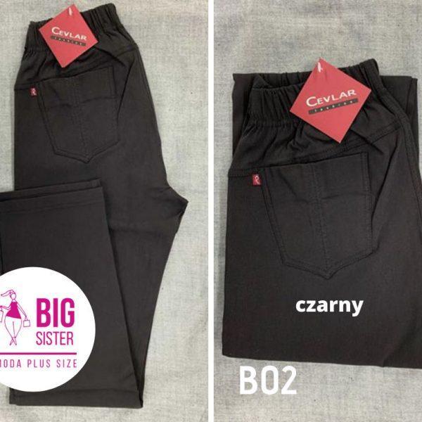 Spodnie z bengaliny B02 kolor czarny, plus size XXL