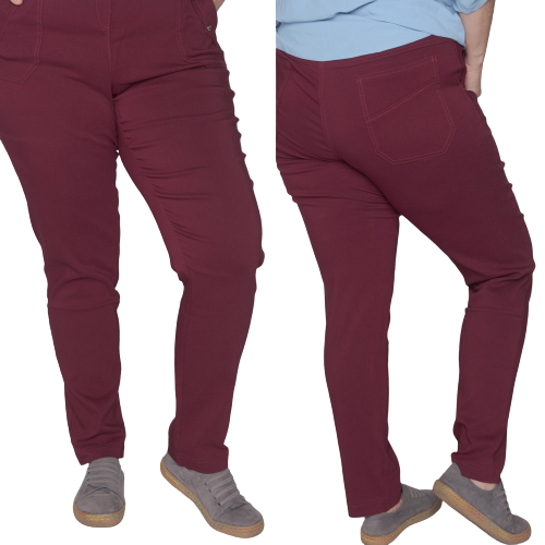 Spodnie z bengaliny Cevlar B09 nogawka zwężana kolor bordowy
