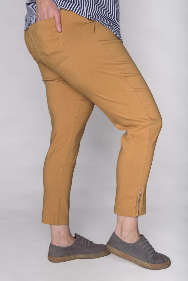 Spodnie CEVLAR z zameczkami kolor musztarda miodowa