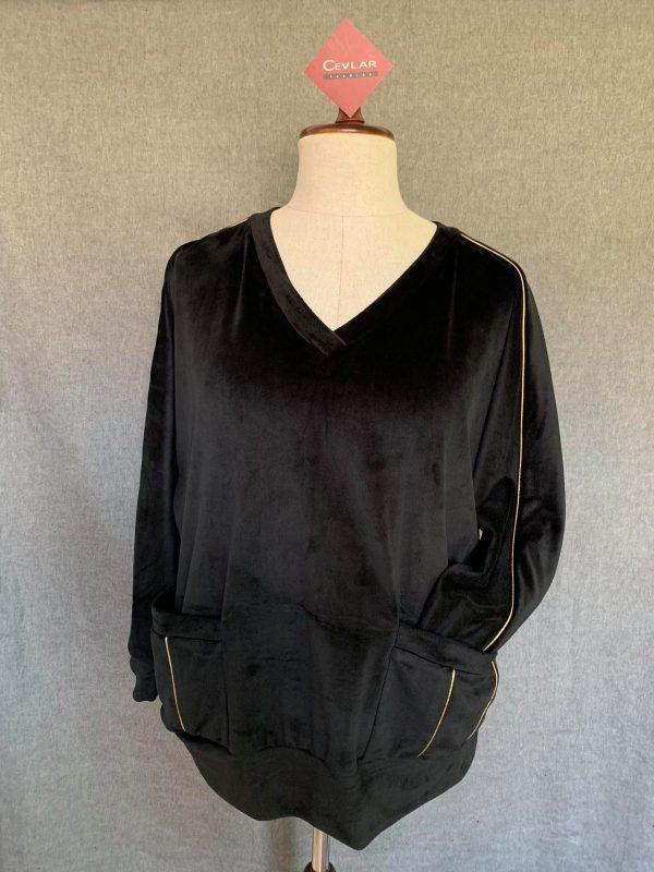 Bluza z weluru Bellgold kolor czarny, plus size XXL