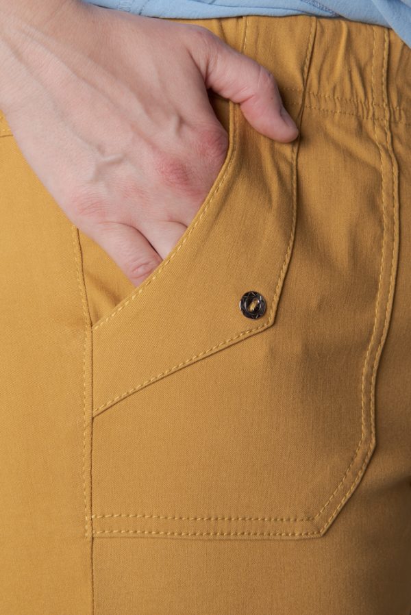 Spodnie z bengaliny Cevlar B09 nogawka zwężana musztarda miodowa