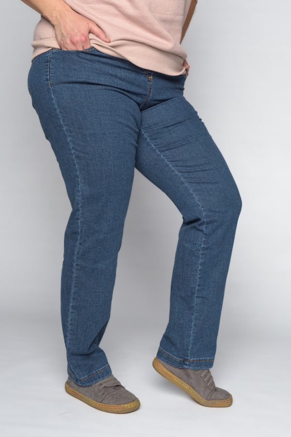 Spodnie z jeansu CEVLAR prosta nogawka kolor granatowy