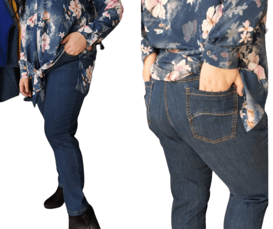 Spodnie z jeansu Cevlar BJ 01 zwężana nogawka granatowy
