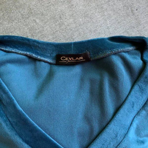 Bluza z weluru Bellgold kolor morski, plus size XXL