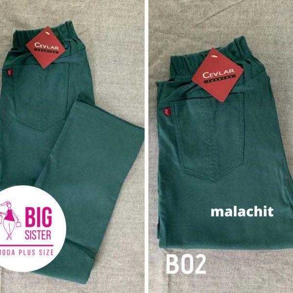 Spodnie z bengaliny Cevlar B02 kolor malachit, plus size rozmiar 46