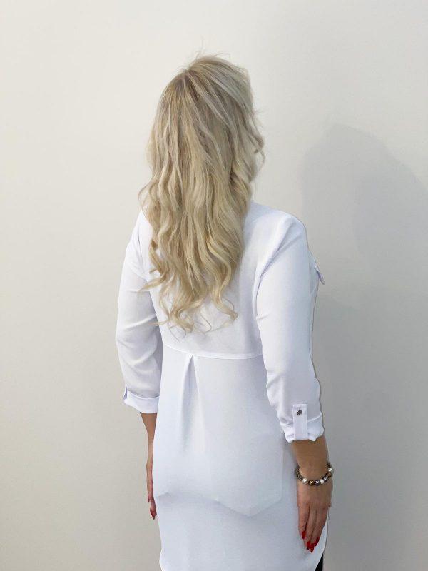 Długa klasyczna koszula Sandra kolor biały plus size XXL
