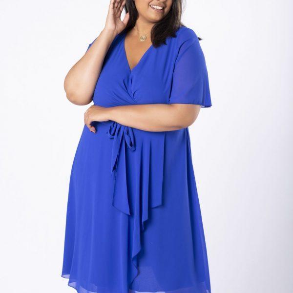 Tiulowa sukienka kolor niebieski rozmiar 52