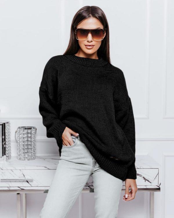 Ciepły sweter oversize kolor czarny