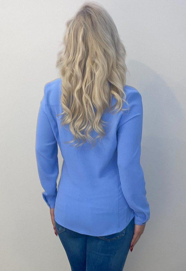 Elegancka klasyczna bluzka Sandra z długim rękawem kolor niebieski