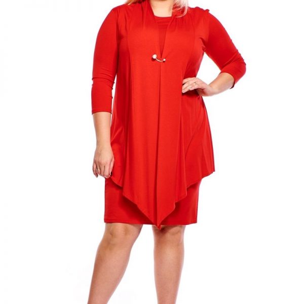Sukienka dwuwarstwowa kolor czerwony, plus size XXL