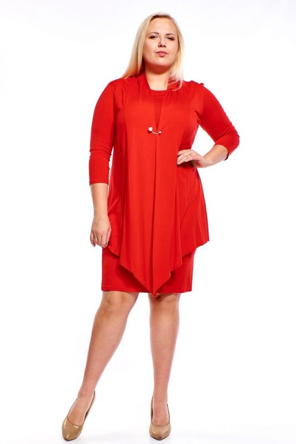 Sukienka dwuwarstwowa kolor czerwony, plus size XXL