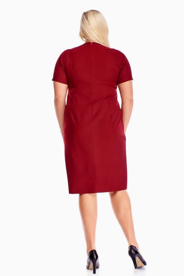 Sukienka klasyczna ołówkowa kolor bordowy, plus size XXL