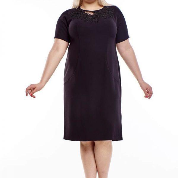 Sukienka klasyczna ołówkowa kolor czarny, plus size XXL