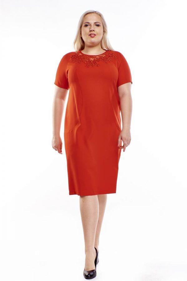 Sukienka klasyczna ołówkowa kolor czerwony, plus size XXL