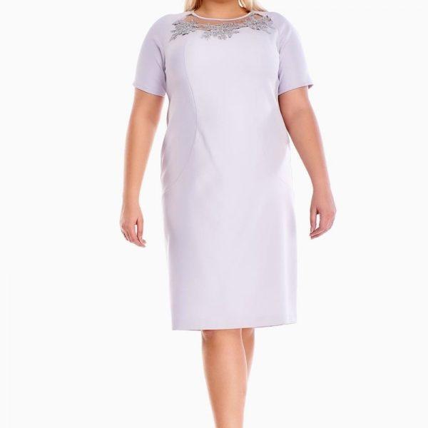 Sukienka klasyczna ołówkowa kolor jasny szary, plus size XXL
