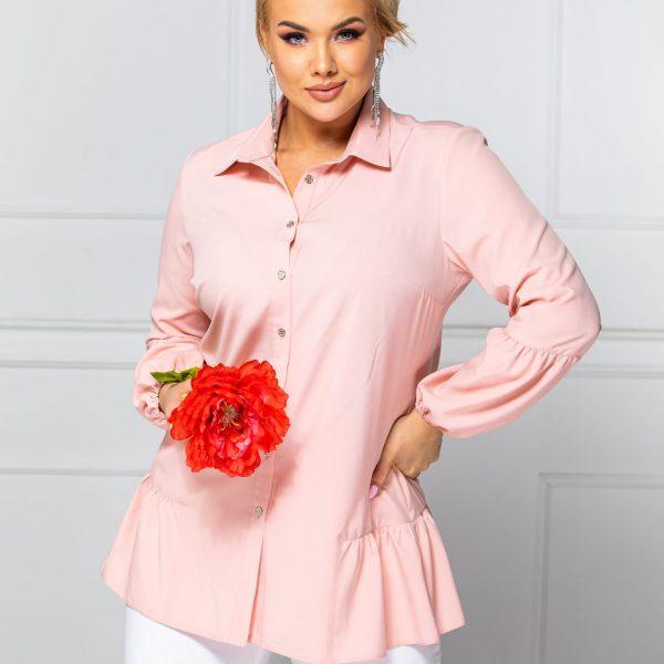 Koszula z falbanką kolor różowy plus size XXL