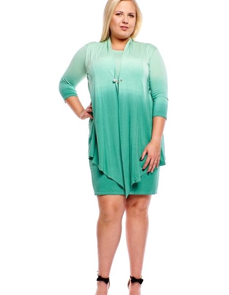 Sukienka dwuwarstwowa kolor zielony ombre, plus size