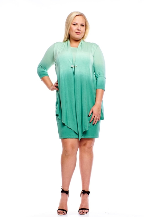 Sukienka dwuwarstwowa kolor zielony ombre, plus size