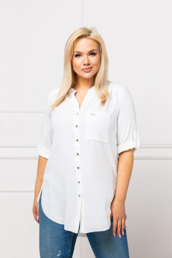 Długa koszula SANDRA ze stójką kolor biały