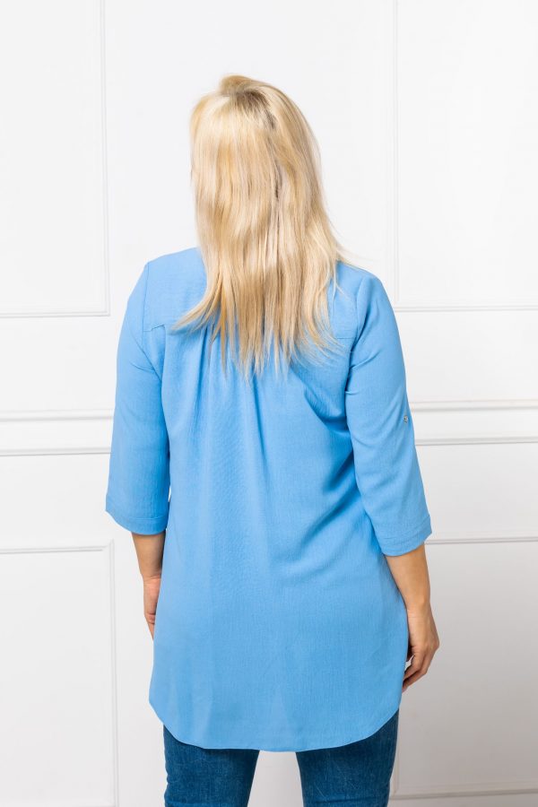 Długa koszula SANDRA ze stójką kolor niebieski