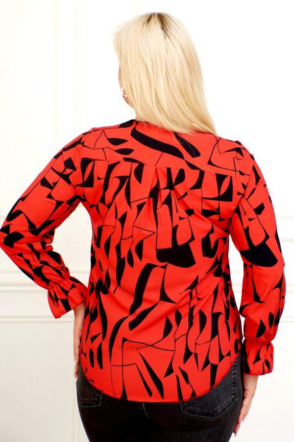 Bluzka Sandra z fontaziem czerwono-czarny wzór