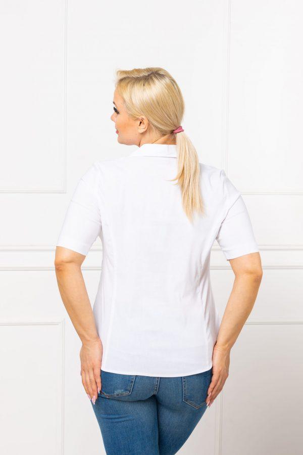Klasyczna bluzka Sandra krótki rękaw kolor biały
