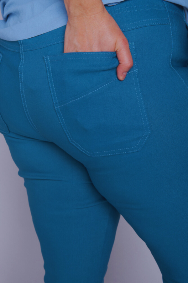 Spodnie z bengaliny CEVLAR B09 nogawka zwężana kolor petrol