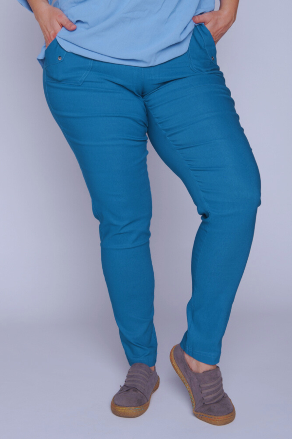 Spodnie z bengaliny CEVLAR B09 nogawka zwężana kolor petrol