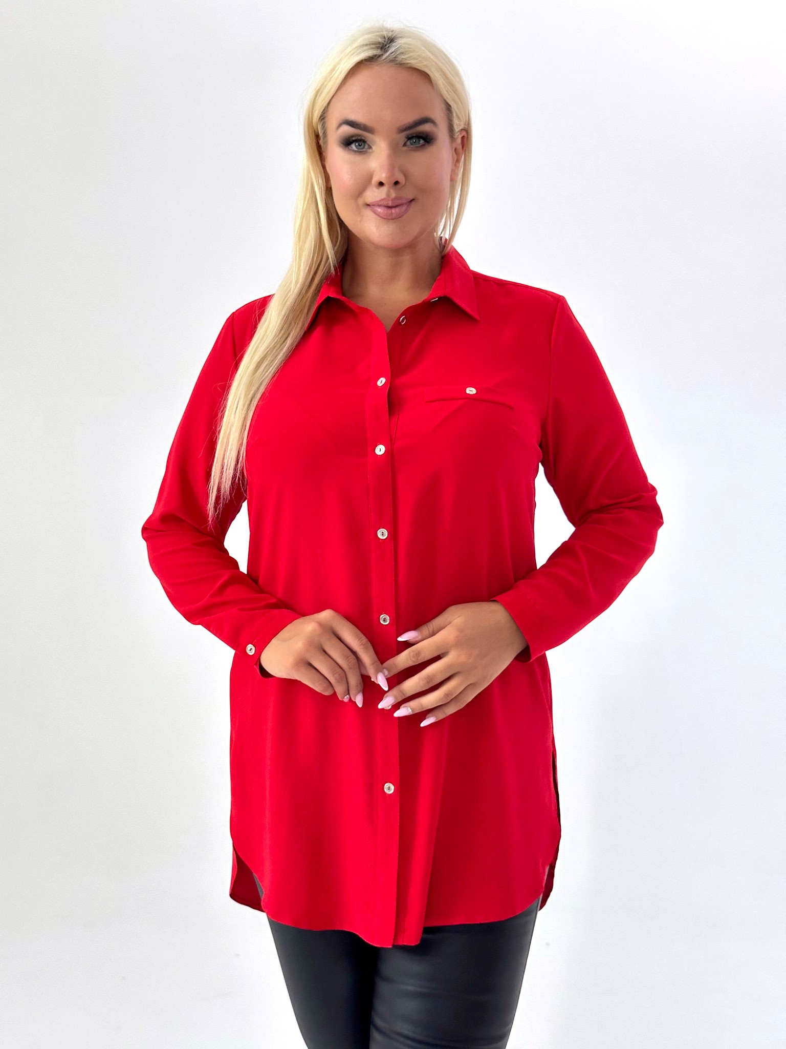 Długa elegancka koszula SANDRA kolor czerwony
