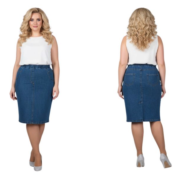 Spódnica jeans CEVLAR Luna kolor granatowy