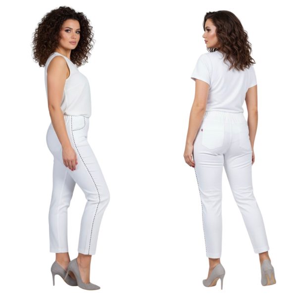 Spodnie CEVLAR z lamówką kolor biały