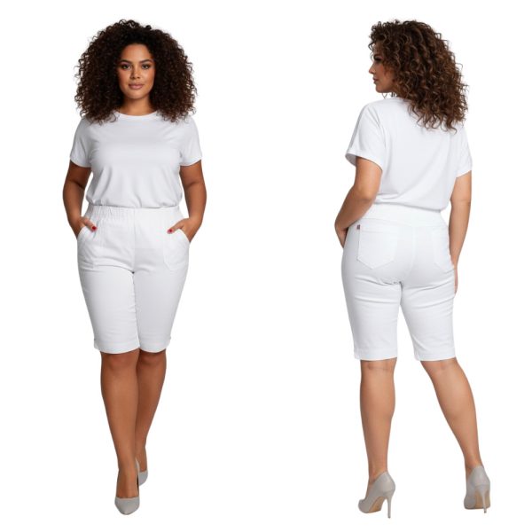 Bermudy CEVLAR długość do kolan kolor biały