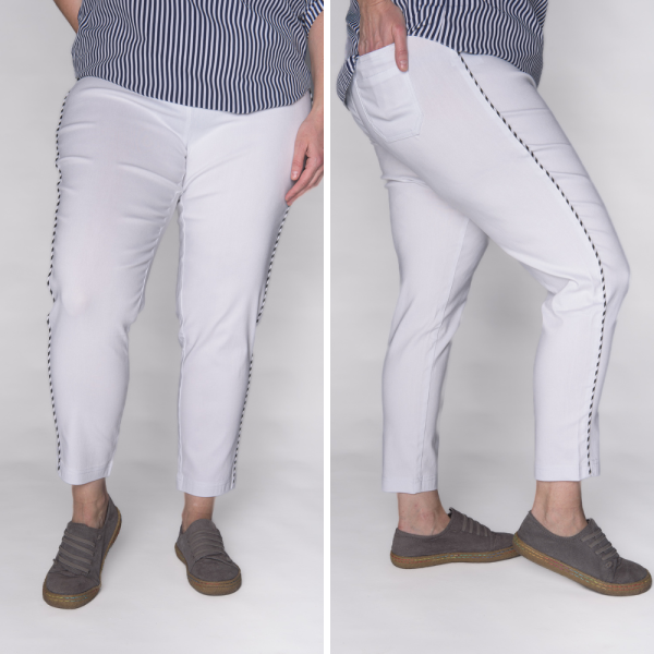 Spodnie CEVLAR z lamówką kolor biały