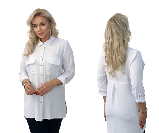 Długa klasyczna koszula Sandra kolor biały 