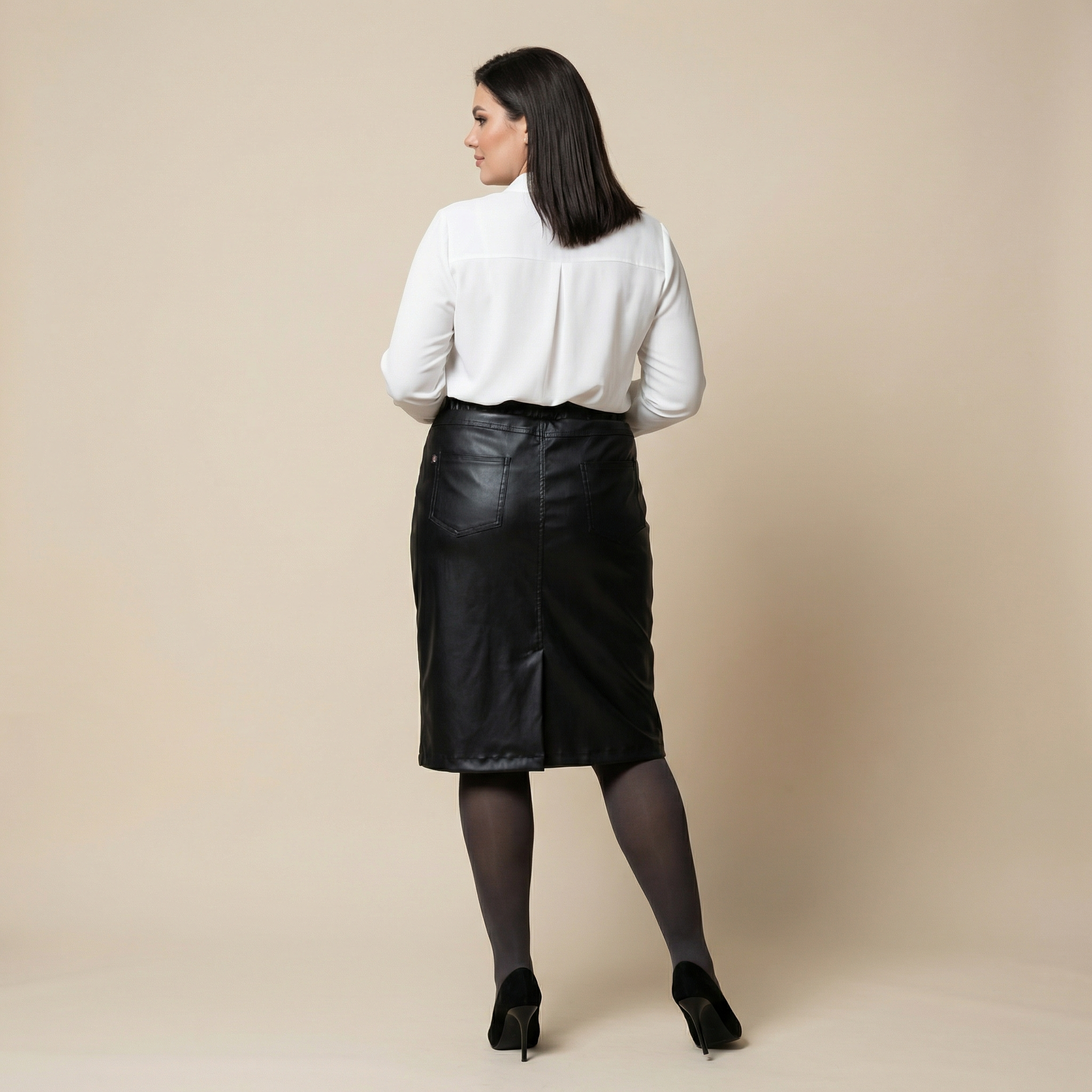 Spódnica NEGRI z ekoskóry kolor czarny - obrazek 3